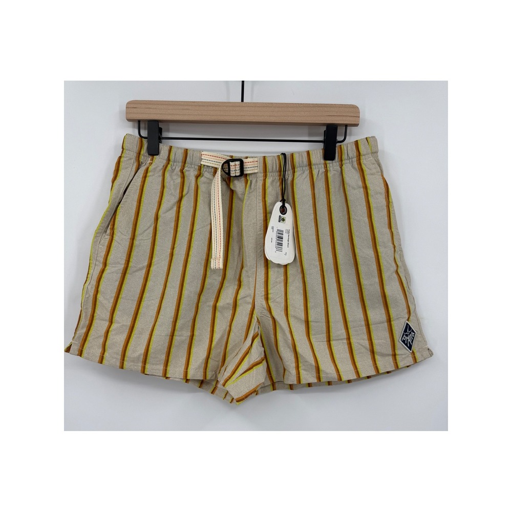 Prana Shorts Mens Small Beige Striped Belted‎ Hiking Indio Heritage Nylon NEW